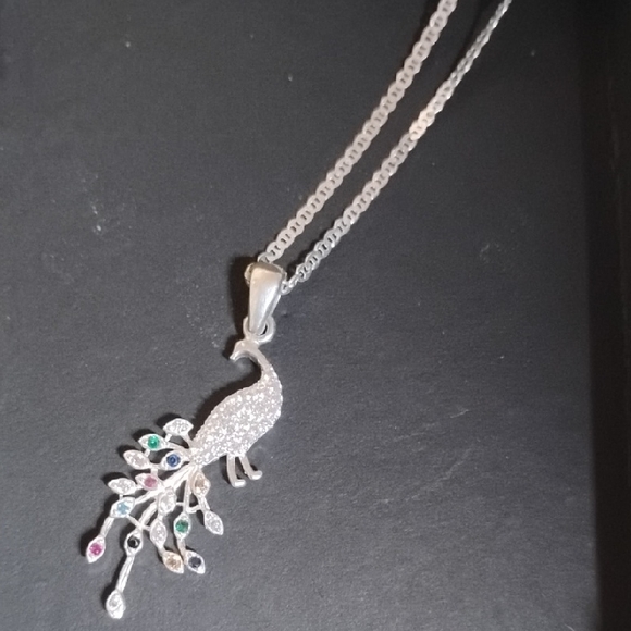 Jewelry - Sterling Silver Peacock Pendant Necklace